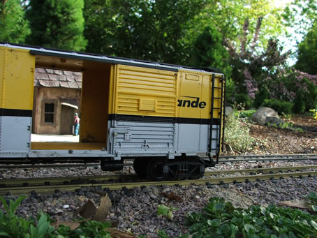 Rio Grande Box car on Drummer Creek Depot siding (Summer 05')