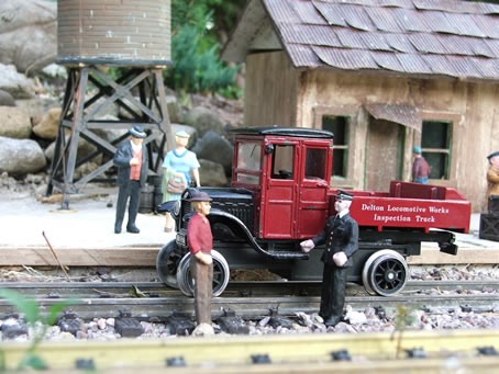 Depot Master steps out to take a look at the Delton Loco Works Railtruck