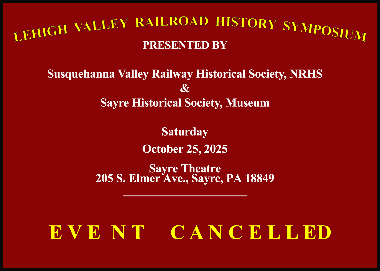 RSHS/SVRHS Symposium - 2025 - CANCELLED