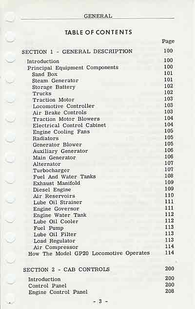 EMD GP20 OP Manual General Page 3