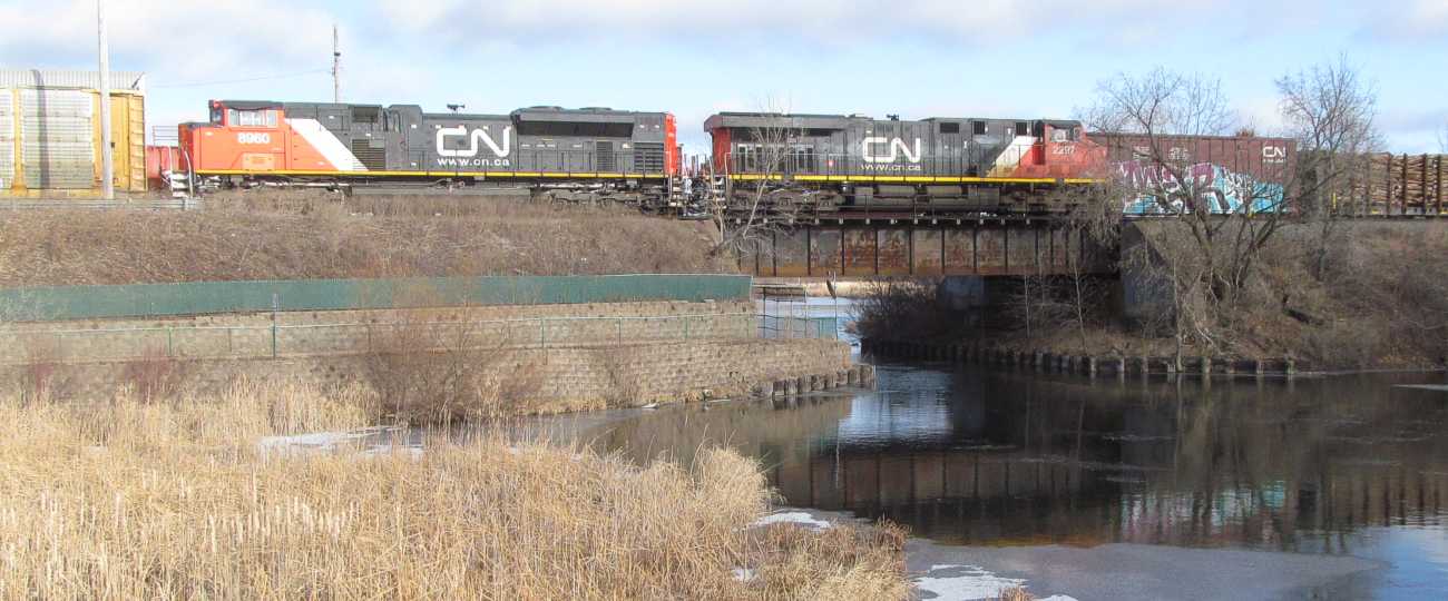 And an eastbound autorack train comes through.
