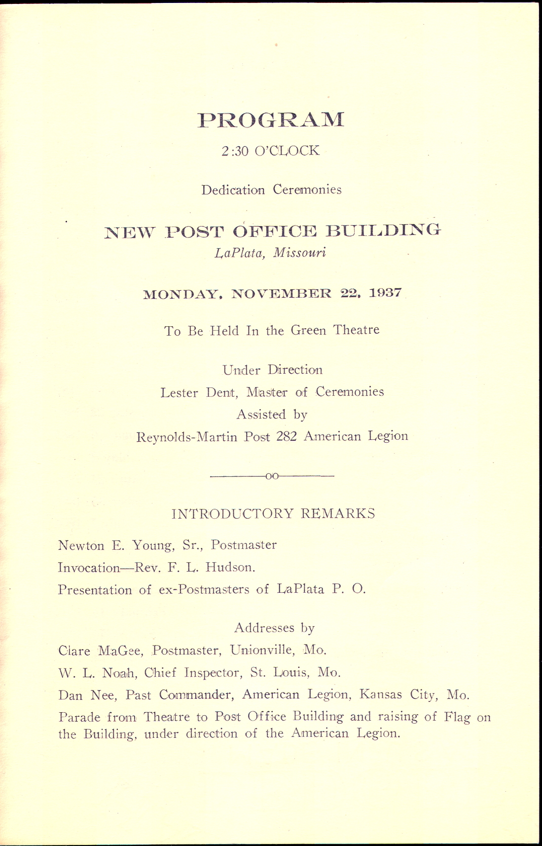 Ruth Larrick, Post Master of the La Plata Post Office.