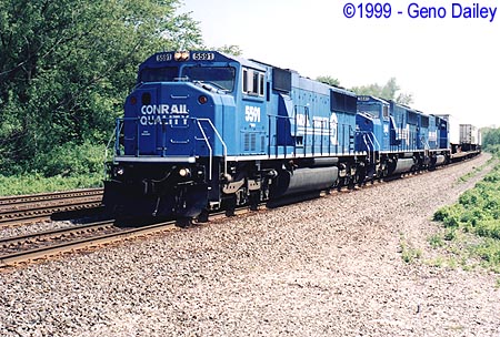 TV-7 lead by Conrail #5591 on Track #2