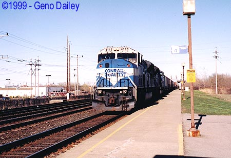 Conrail #4113 Leads Train TV-13 On Track #2.