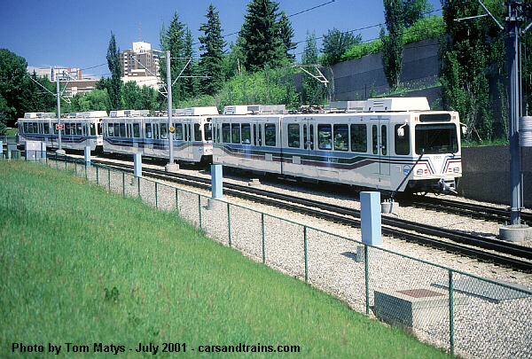 Car 2201 is trailing outbound up the 9th Street hill on the northwest line