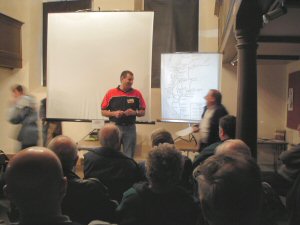 Allan Beck (centre) being introduced by Graham Wilkinson at one of our Friday night events.