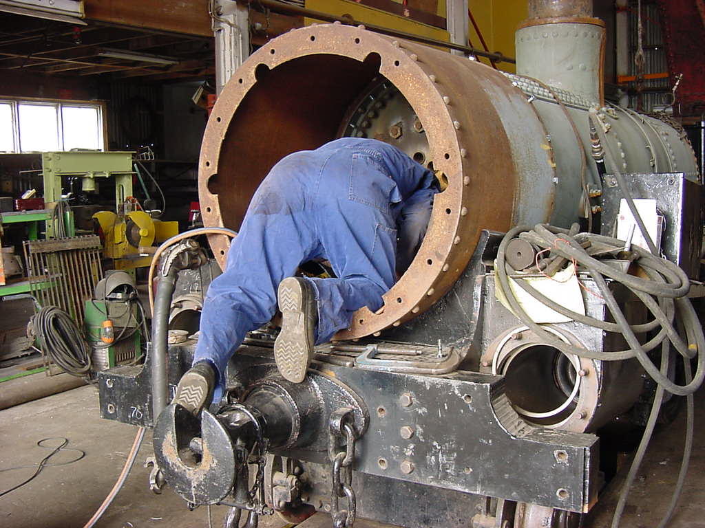 Unnamed member at work on D 140 boiler