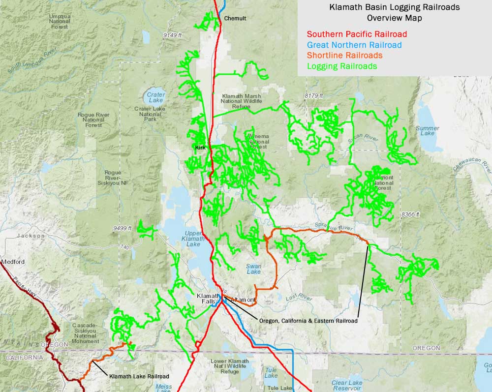 Several sawmills can be seen in this partial postcard view of Klamath