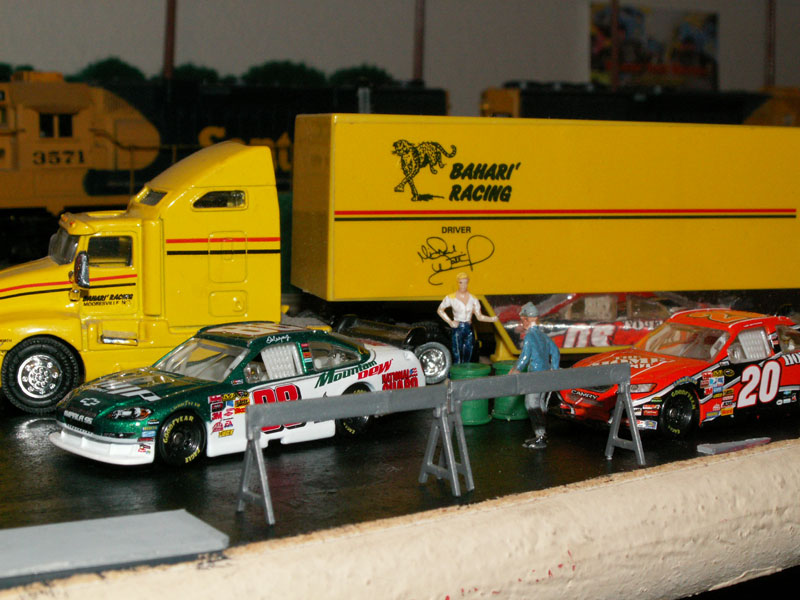 Stock cars in the promotional area of Route 66 Car Cruise 