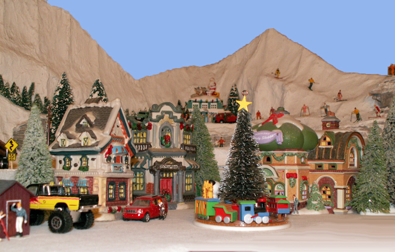 A trainride circles the community Christmas Tree in the village sqaure