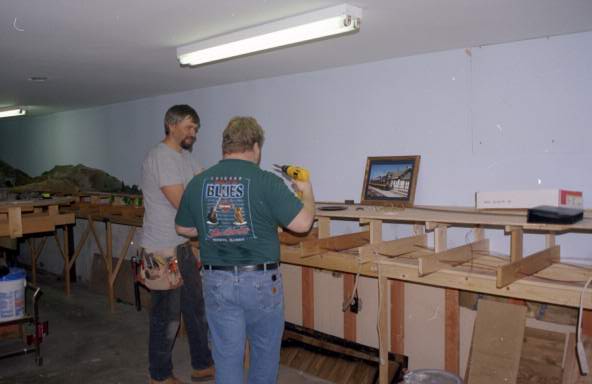 James & Rob building benchwork