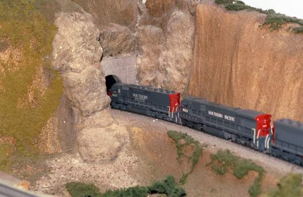 The test engines heading into tunnel #3