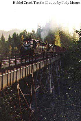 Train at trestle near Cochran
