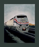 railroad painting entitled The Desert Wind