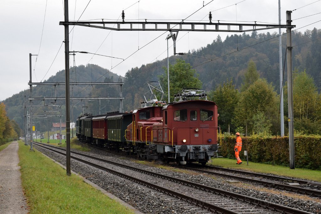 4186-0015-151016.jpg - DVZO Tem''' 354 + Ee 3/3 16363 + C².105 + WR 109 + C 106 + FZ 203 + Eurovapor BDe 3/4 43 "Möhl Apfelsaft-Express" / Bauma 15.10.2016