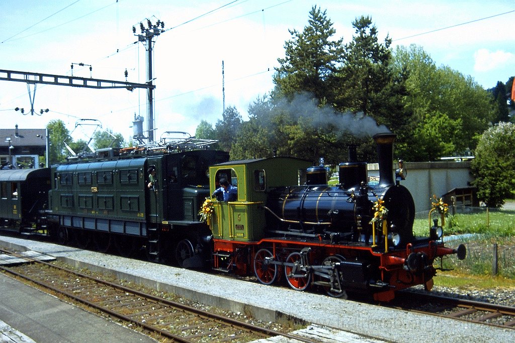 0887-0013.jpg - DVZO Ed 3/3 401 + ERZU Ae 3/6' 10664 / Bäretswil 26.5.2001