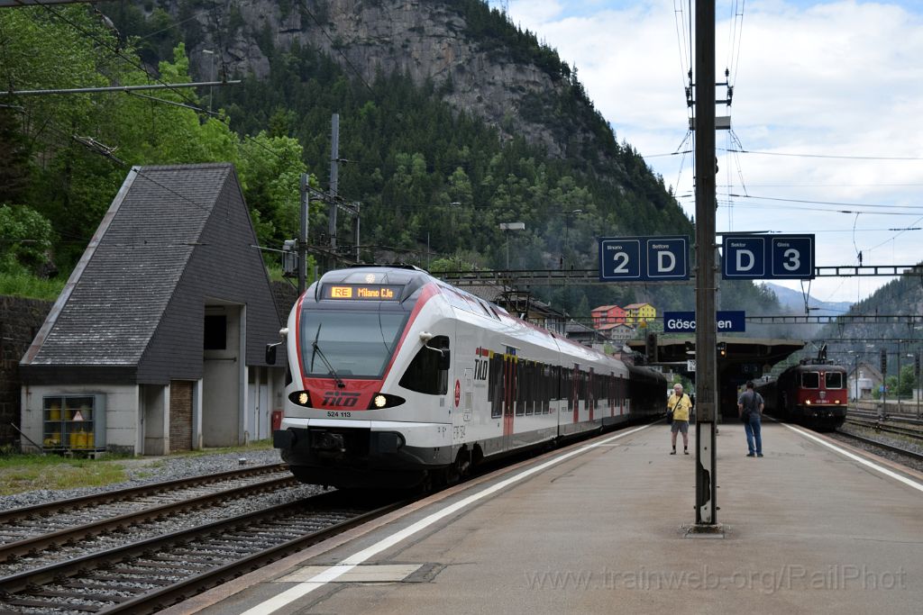 4491-0004-030617.jpg - SBB-CFF RABe 524.113 + Re 4/4" 11294 + DR 50.3673 / Göschenen 3.6.2017