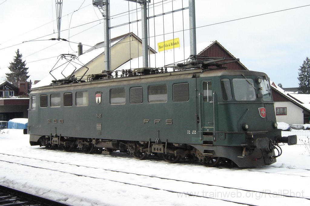 1018-0033-100305.jpg - SBB-CFF Ae 6/6 11491 «Wohlen» / Hinwil 10.3.2005