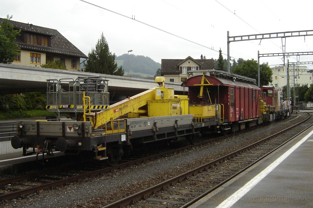 1358-0028-270607.jpg - SBB-CFF Tm''' 9560 +  XTms 40 85 95 88 833-5 + Xs 40 85 95 48 758-3 + Sersa VTms 40 85 9581 704-5 / Hinwil 27.6.2007