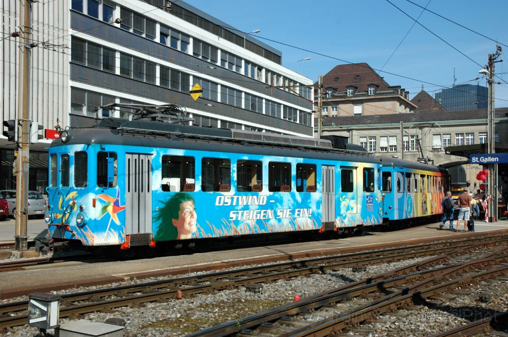 3301-0020-280914.jpg - TB BDe 4/4 7 "Ostwind" + Brs.16 "Partywagen" / St.Gallen 28.9.2014