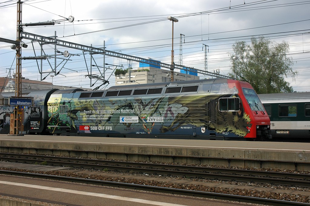 1669-0005-220509.jpg - SBB-CFF Re 450.021-1 «Seuzach / ZKB Nachtnetz» / Zürich-Altstetten 22.5.2009