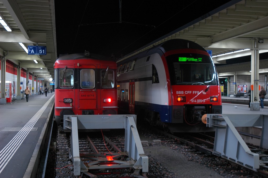 1801-0007-101209.jpg - SBB-CFF RABe 514.055-3 / RBe 514.455-5 + RBe 540.077-5 / Zürich HB 10.12.2009