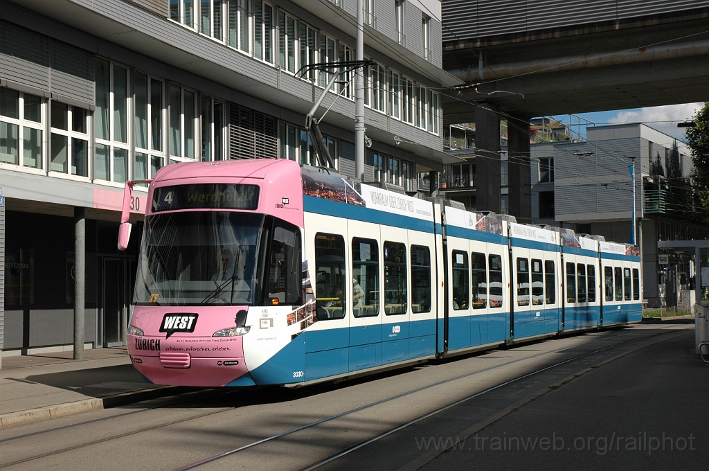 2189-0042-090911.jpg - VBZ Be 5/6 3030 «Tram Zürich West» / Fischerweg 9.9.2011