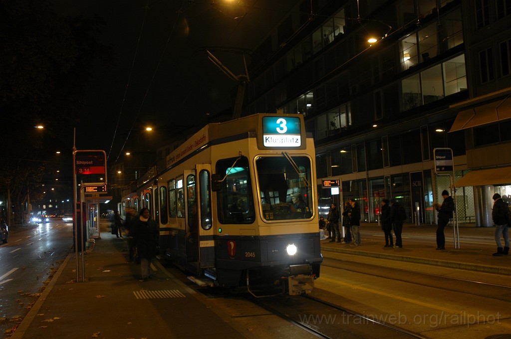 2254-0027-141111.jpg - VBZ Be 4/6' 2045 «Riesbach» / Sihlpost 14.11.2011