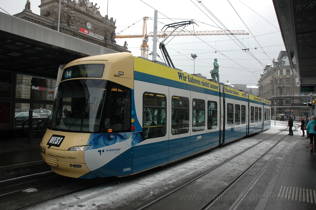 2310-0033-100212.jpg - VBZ Be 5/6 3005 «Tram Zürich West» / Bahnhofplatz 10.2.2012