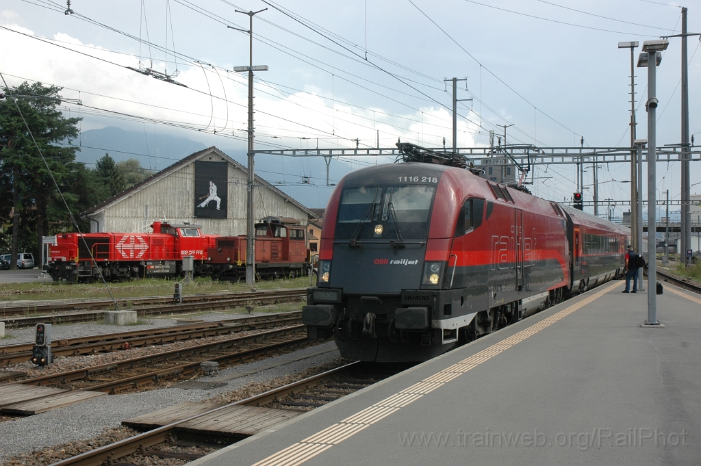 2542-0004-040812.jpg - SBB-CFF Am 843.014-2 + Em 3/3 18838 + ÖBB 1116.218-7 «Spirit of Zürich» / Buchs SG 4.8.2012