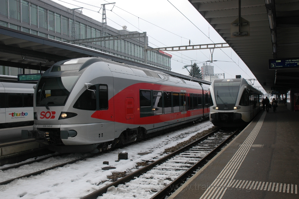 2701-0025-160213.jpg - SOB RABe 526.045-0 + Thurbo RABe 526.773-7 / Wil 16.2.2013