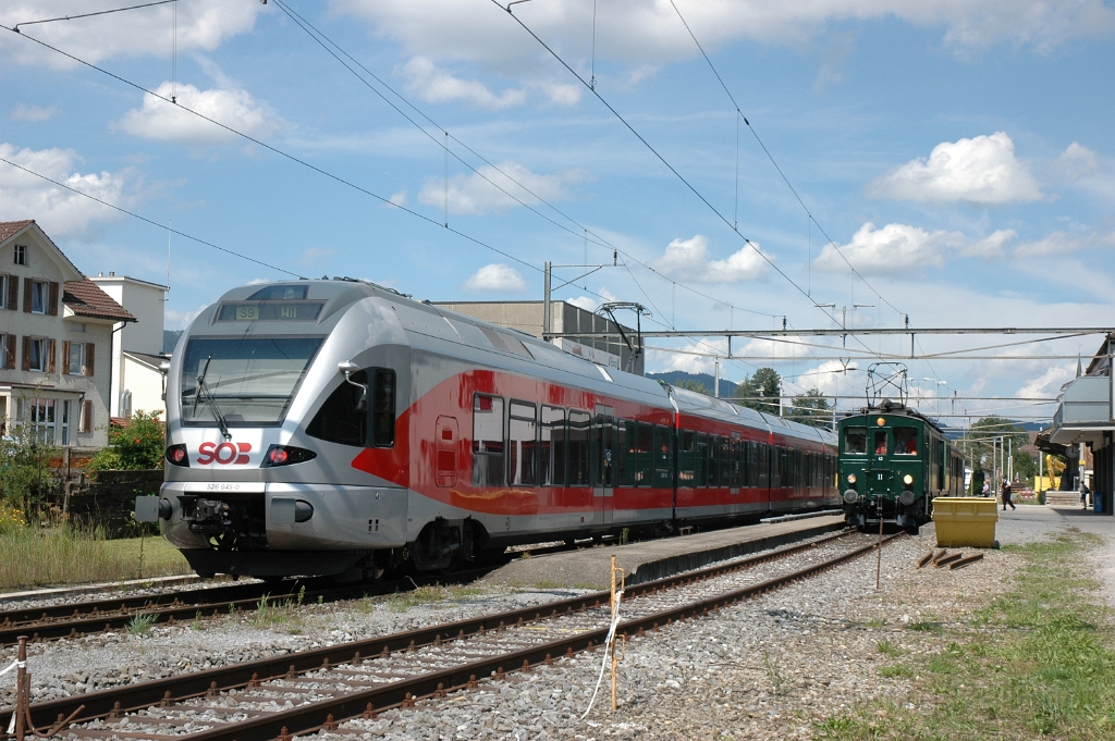 2915-0050-170813.jpg - SOB RABe 526.045-0 + Be 3/4 43 «Möhl Apfelsaft-Express» / Ebnat-Kappel SOB 17.8.2013