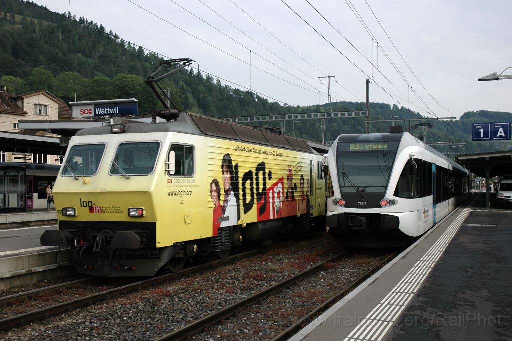 3145-0046-040614.jpg - SOB Re 446.017-6 "Login" + Thurbo RABe 526.768-7 / Wattwil 4.6.2014