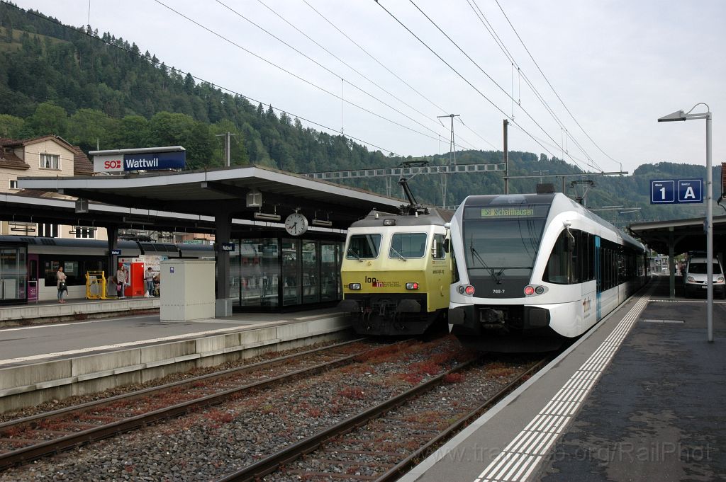 3146-0001-040614.jpg - SOB Re 446.017-6 "Login" + Thurbo RABe 526.768-7 / Wattwil 4.6.2014