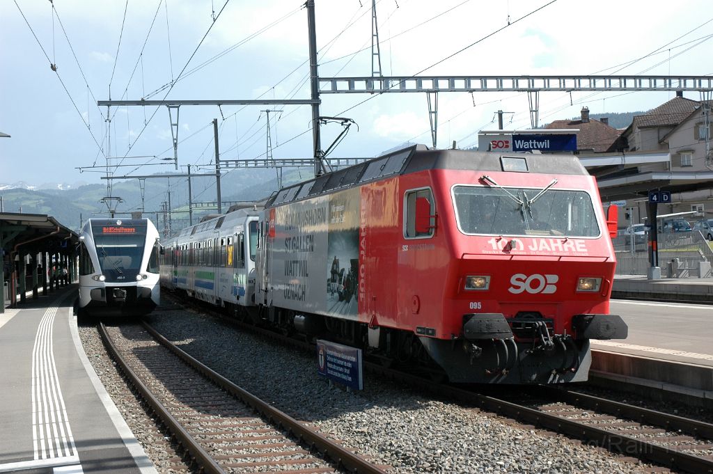 3147-0032-090614.jpg - SOB Re 456.095-9 "Degersheim" + Thurbo RABe 526.792-7 / Wattwil 9.6.2014