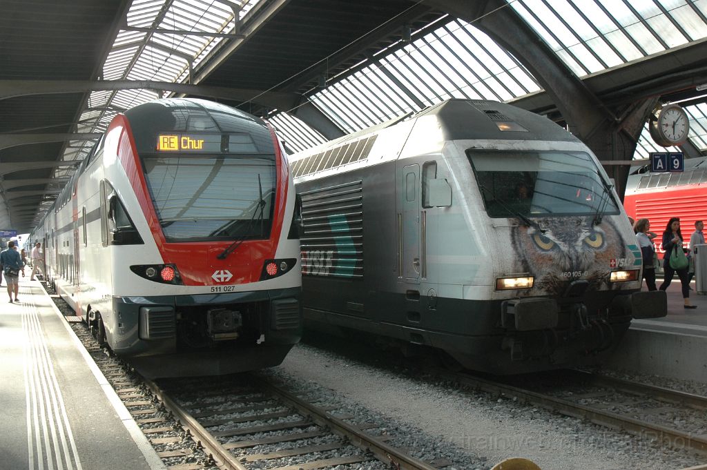 3169-0028-170614.jpg - SBB-CFF RABe 511.027 + Re 460.105-0 "Fürstenland" / Zürich HB 17.6.2014