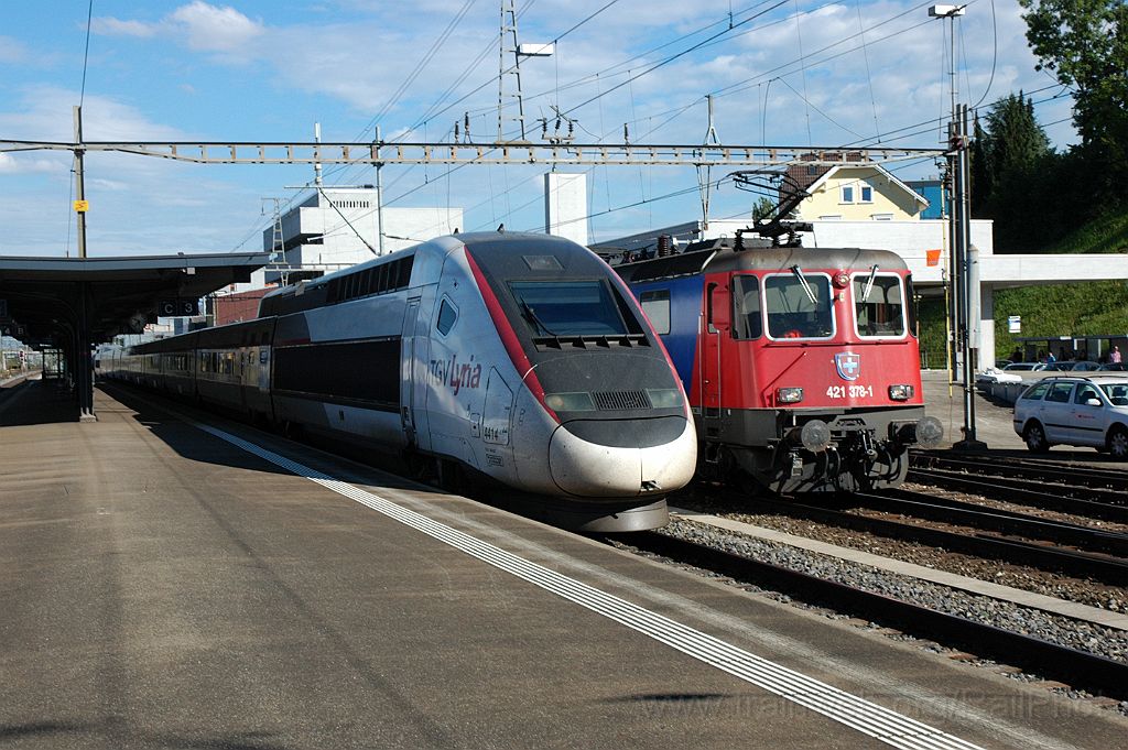 3229-0021-080814.jpg - SBB-CFF Re 421.378-1 + SNCF TGV 384.027 / Killwangen-Spreitenbach 8.8.2014