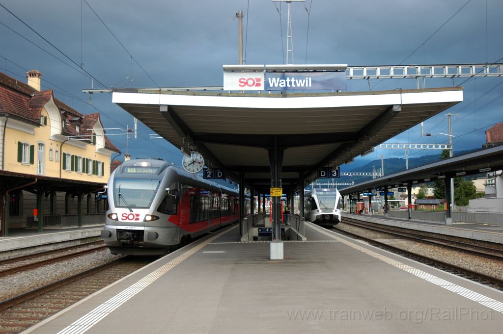 3245-0039-180814.jpg - SOB RABe 526.049-2 "Hochstückli" + Thurbo RABe 526.786-9 / Wattwil 18.8.2014
