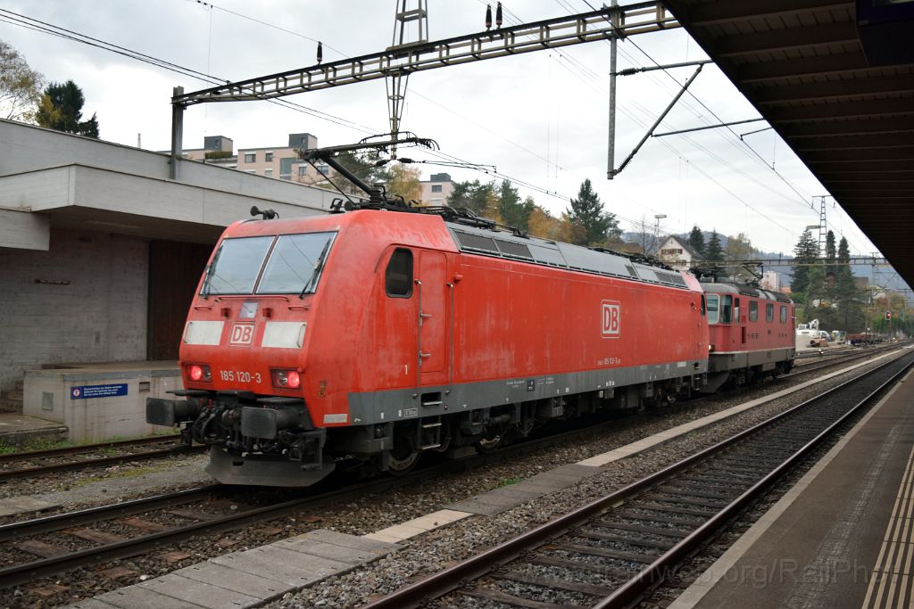 3731-0017-031115.jpg - SBB-CFF Re 4/4''' 11369 + DBAG 185.120-3 / Killwangen-Spreitenbach 3.11.2015