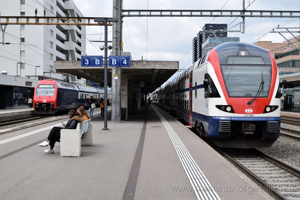 9096-0034-080524.jpg - SBB-CFF Re 450.028-6 "Ürikon" + RABe 511.002 "Stadt Zürich" / Zürich-Altstetten 8.5.2024