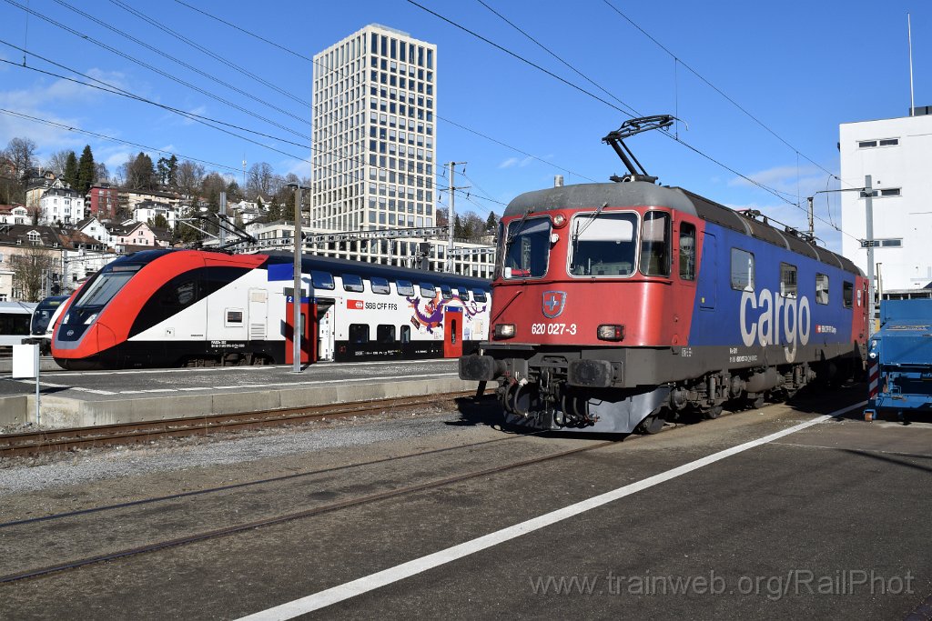 9554-0016-270125.jpg - SBB-CFF Re 620.027-3 "Luterbach-Attisholz" + RABe 511.015 / St.Gallen HB 27.1.2025