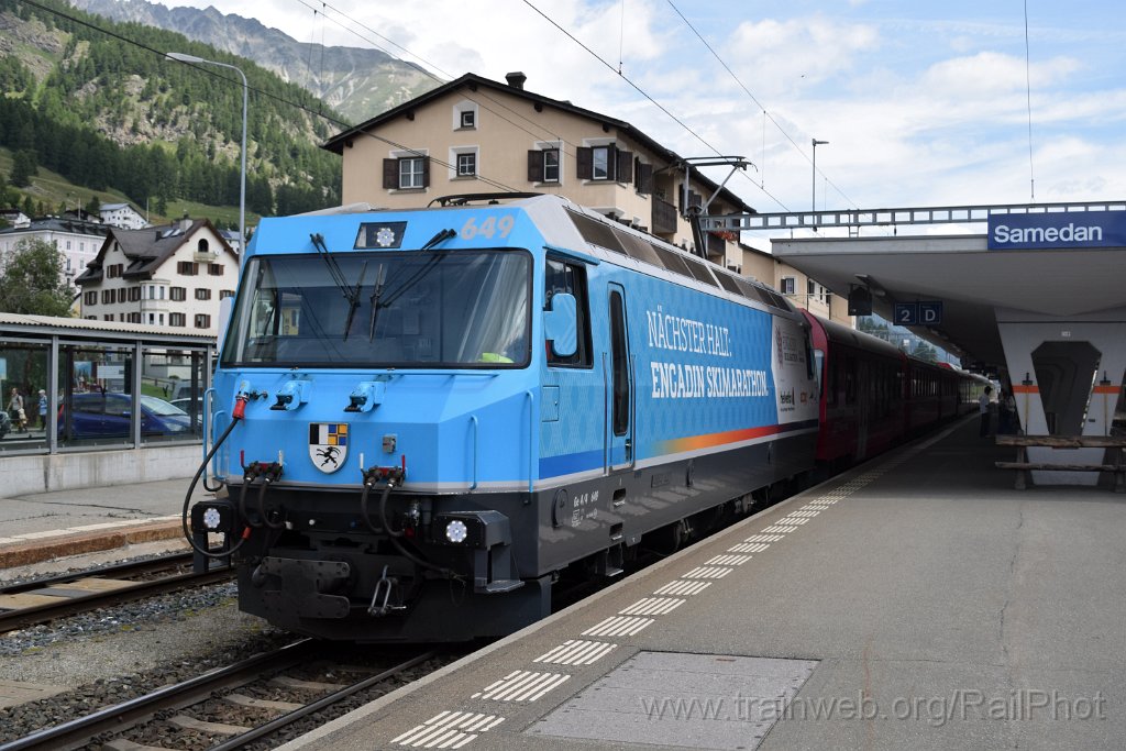 9909-0041-200725.jpg - RhB Ge 4/4"' 649 "Lavin" / Samedan 20.7.2025