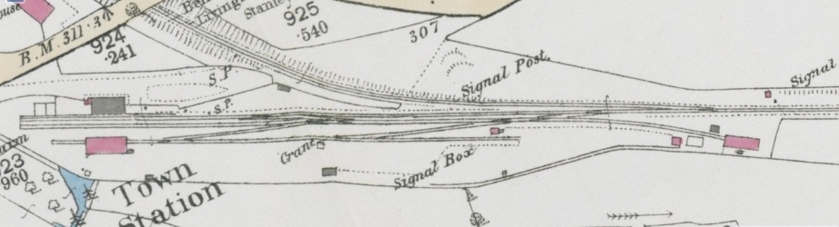 Map of Chard Town station in 1891