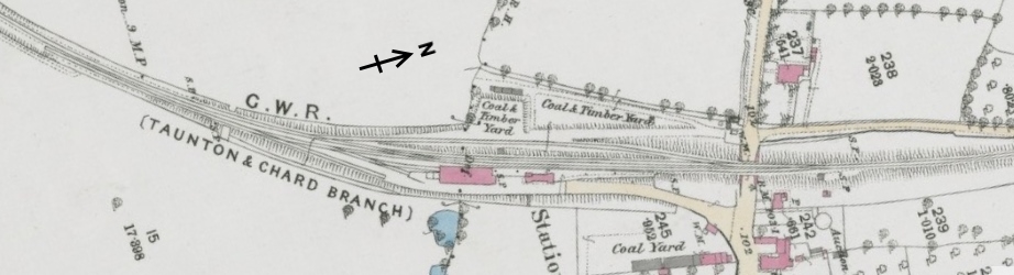Map of Ilminster station in 1887