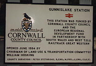 Plaque at new Gunnislake station