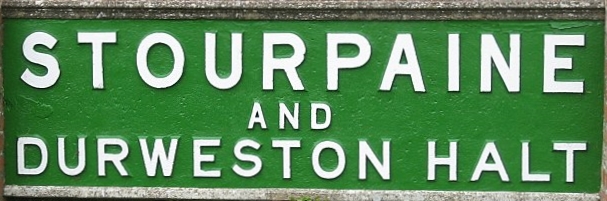 Stourpaine and Durweston Halt nameboard