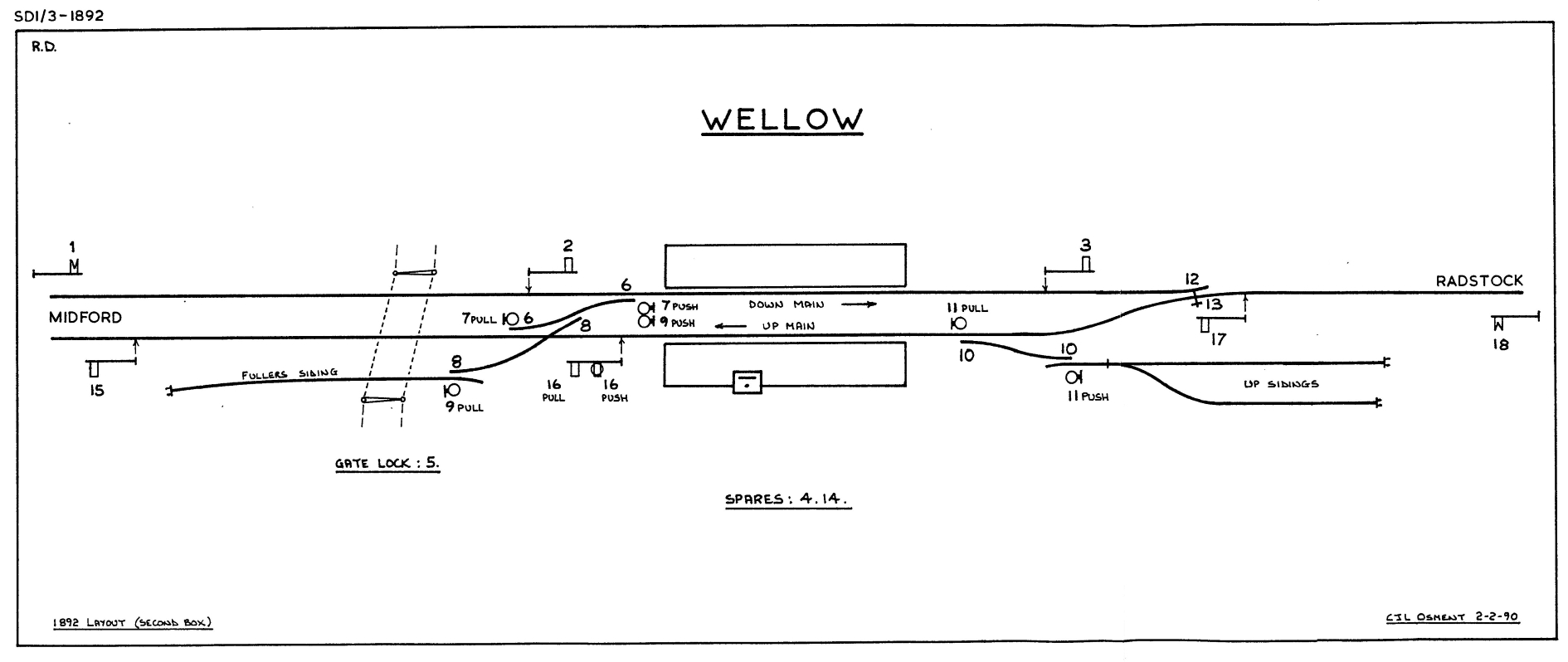 Wellow signal-box diagram 1892