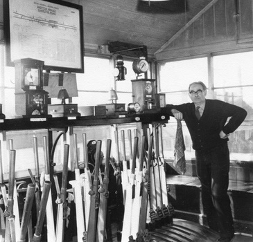 Shepton Mallet signal-box interior view