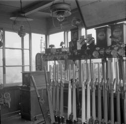 A view inside Midford signal-box in 1957