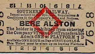 SR Bere Alston platform ticket